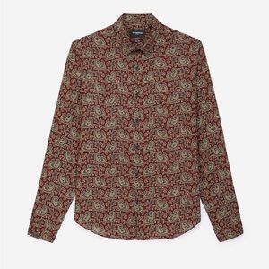 The Kooples Burgundy Paisley Dress Shirt in Size M.